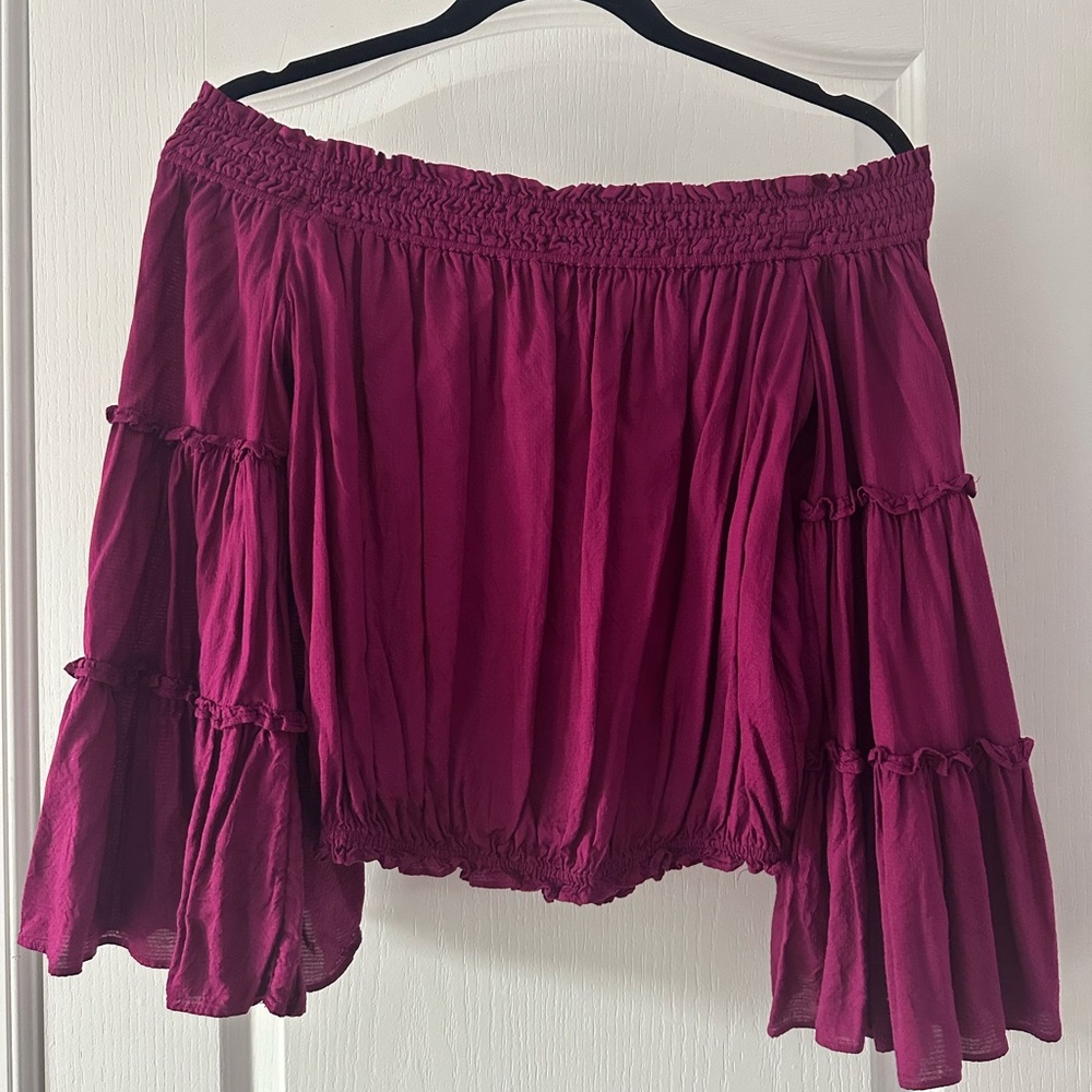 Free People Plum Smocked Blouse